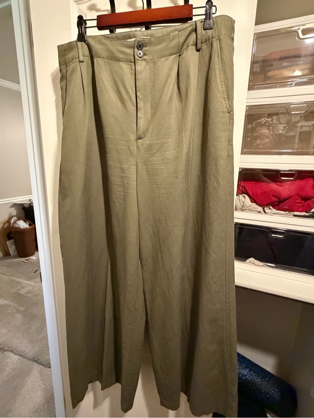 Madewell Olive Green The Harlow Wide-Leg in Drapey Twill pants 16